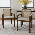 Antoine Modern Ratten Back Dining Chair with Removable Cushion Set of 2 by HULALA HOME