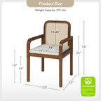 Sedia da pranzo Antoine Modern Ratten con cuscino rimovibile set da 2 di HULALA HOME