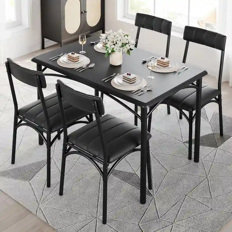 Set da pranzo 5 pezzi con 4 sedie imbottite per appartamento