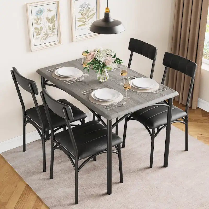 Set da pranzo 5 pezzi con 4 sedie imbottite per appartamento