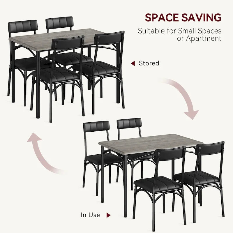 Set da pranzo 5 pezzi con 4 sedie imbottite per appartamento