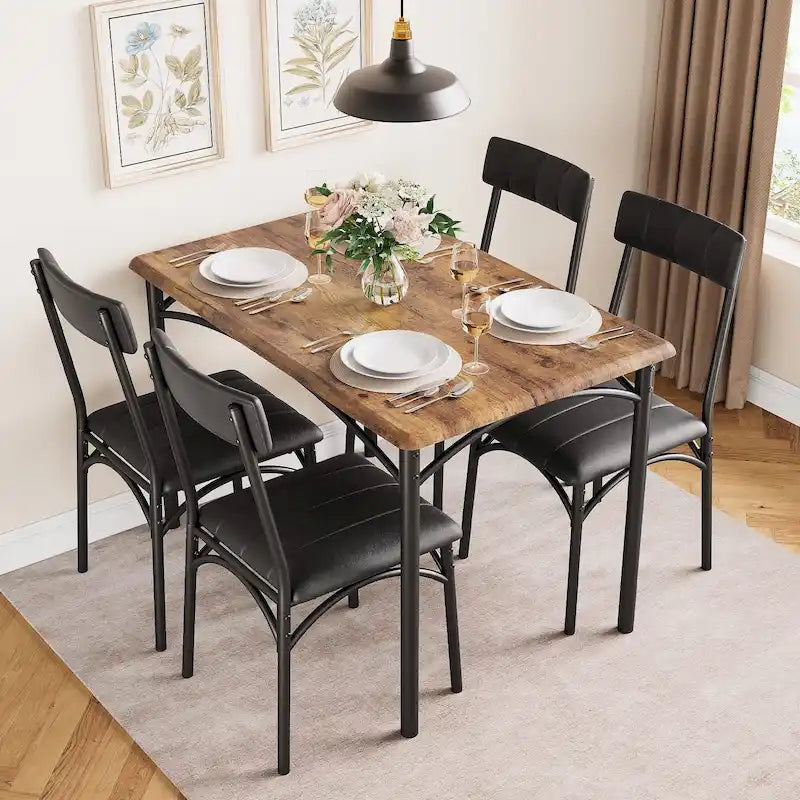 Set da pranzo 5 pezzi con 4 sedie imbottite per appartamento
