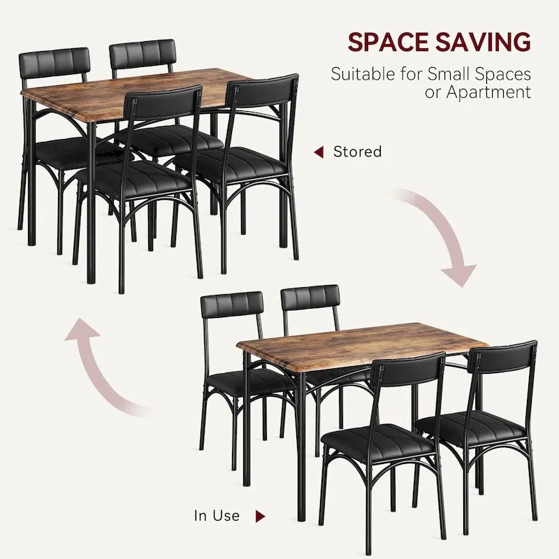 Set da pranzo 5 pezzi con 4 sedie imbottite per appartamento