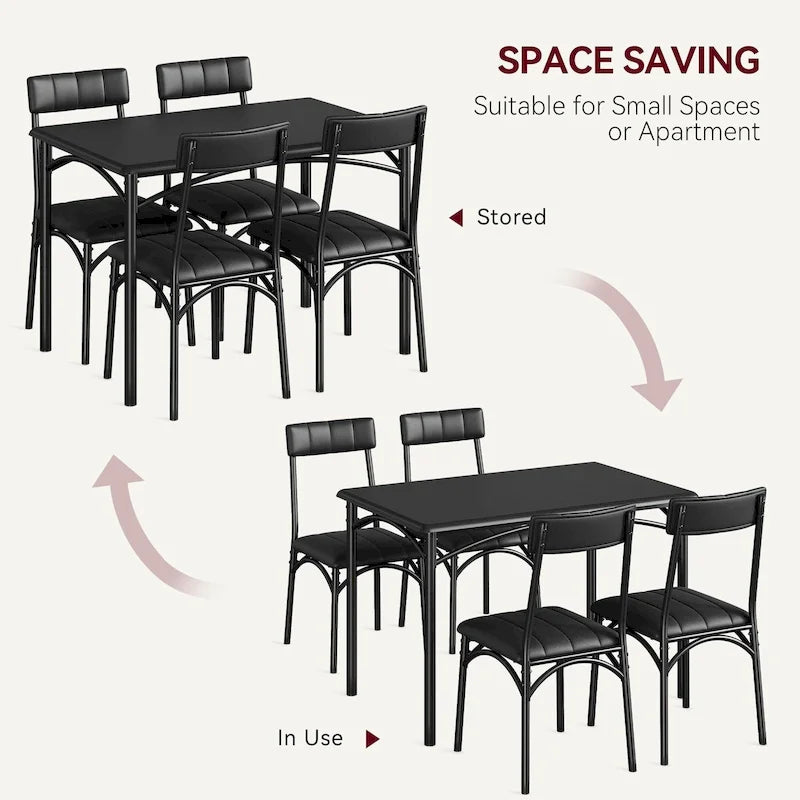 Set da pranzo 5 pezzi con 4 sedie imbottite per appartamento
