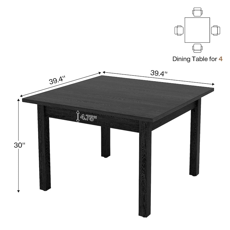 Table à manger carrée de 100 cm pour 2-4 personnes avec pieds en bois massif pour salon et salle à manger