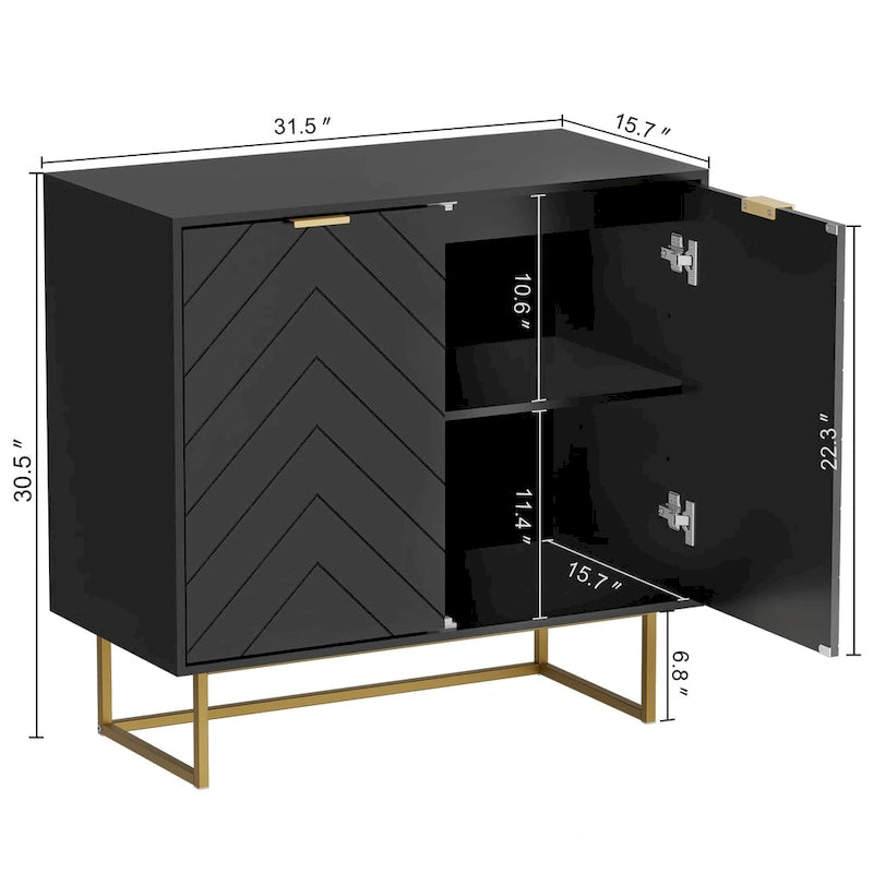 Buffet de rangement avec étagères ajustables pour salon, cuisine
