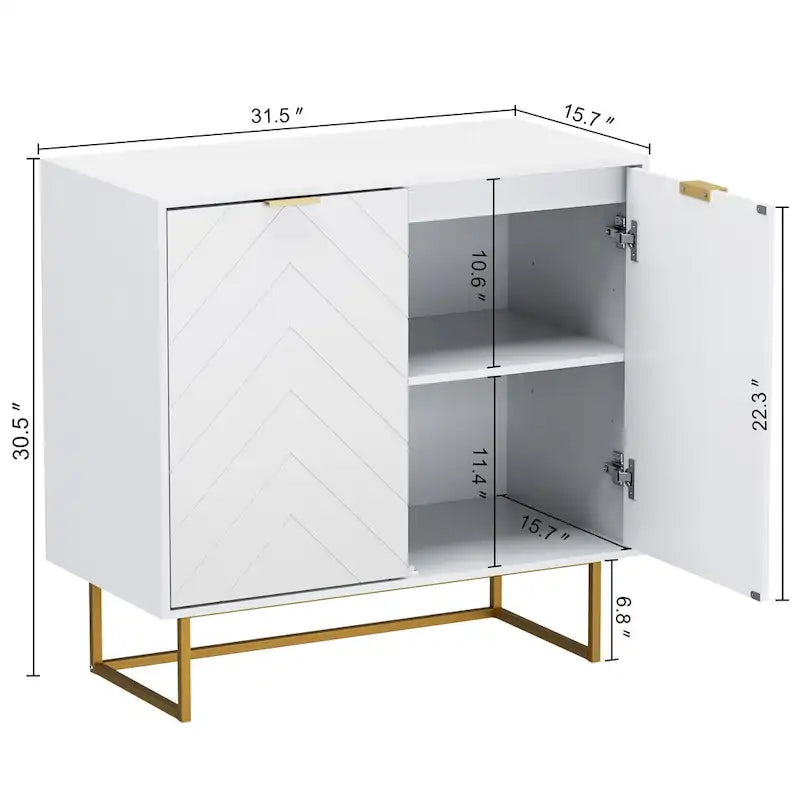 Buffet de rangement avec étagères ajustables pour salon, cuisine