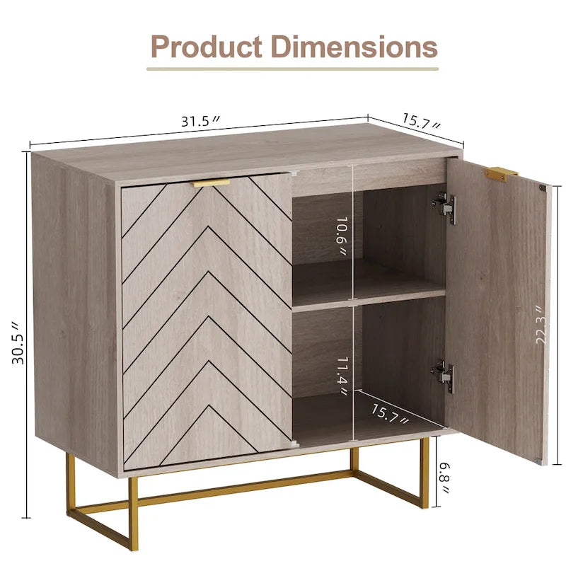 Buffet de rangement avec étagères ajustables pour salon, cuisine