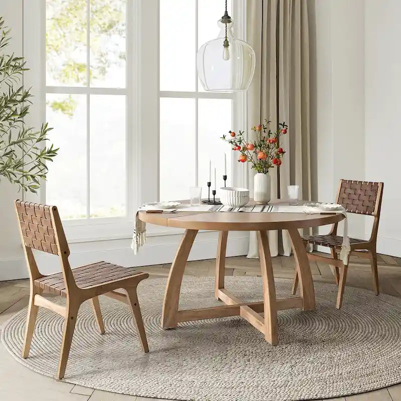 Tavolo da pranzo rotondo in legno massello Mid-century Modern 54 Bryan di HULALA HOME