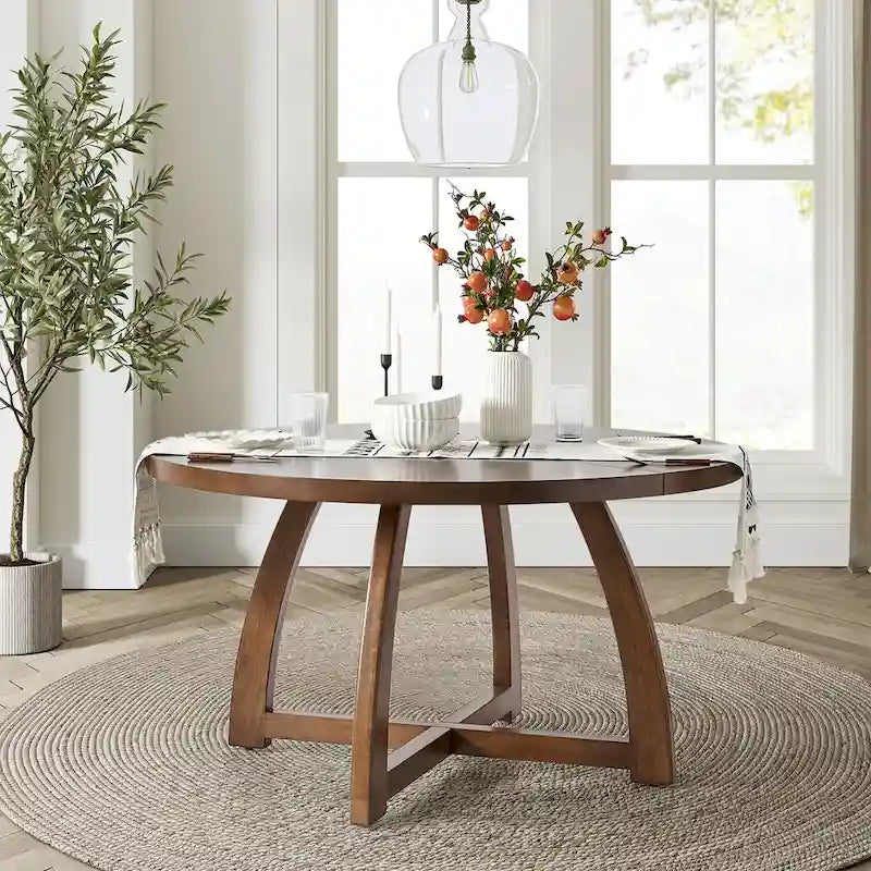 Tavolo da pranzo rotondo in legno massello Mid-century Modern 54 Bryan di HULALA HOME