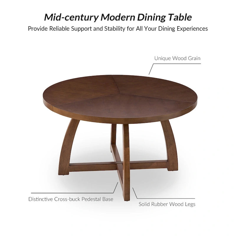 Tavolo da pranzo rotondo in legno massello Mid-century Modern 54 Bryan di HULALA HOME