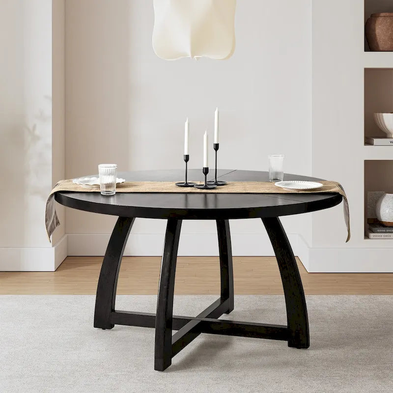 Tavolo da pranzo rotondo in legno massello Mid-century Modern 54 Bryan di HULALA HOME