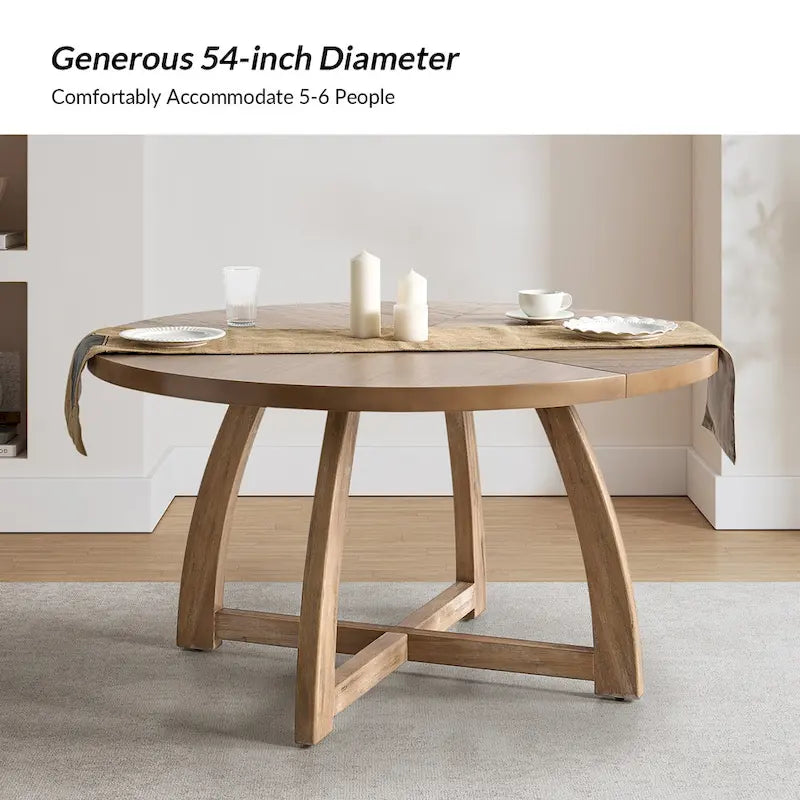 Tavolo da pranzo rotondo in legno massello Mid-century Modern 54 Bryan di HULALA HOME