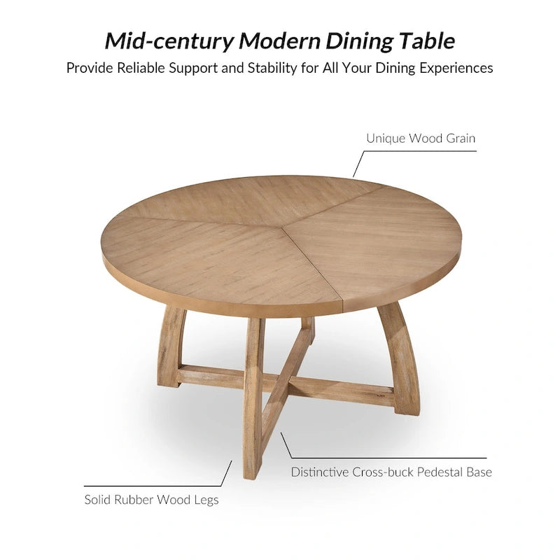 Tavolo da pranzo rotondo in legno massello Mid-century Modern 54 Bryan di HULALA HOME