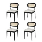 Lot de 4 chaises de salle à manger Konstantin en bois massif avec dossier en rotin et coussin amovible par HULALA HOME