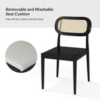 Lot de 4 chaises de salle à manger Konstantin en bois massif avec dossier en rotin et coussin amovible par HULALA HOME