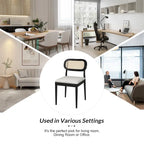 Lot de 4 chaises de salle à manger Konstantin en bois massif avec dossier en rotin et coussin amovible par HULALA HOME
