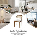Lot de 4 chaises de salle à manger Konstantin en bois massif avec dossier en rotin et coussin amovible par HULALA HOME