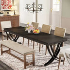 Tavolo da Pranzo Rettangolare per 6-8 Persone, Tavoli da Cucina Grandi in Legno da 198 cm Stile Rustico