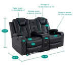 Poltrona da salotto a due posti in pelle Air di alta qualità con luci LED, reclinabile con altoparlanti integrati e ricarica wireless