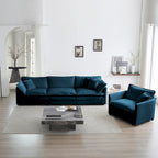 Set Divano da 3 Pezzi, 1+1+3 Posti, per Soggiorno, Poltrona, Divanetto e Divano a Tre Posti, Stile Moderno, Braccioli Tondi, Set Divano da 3 Pezzi