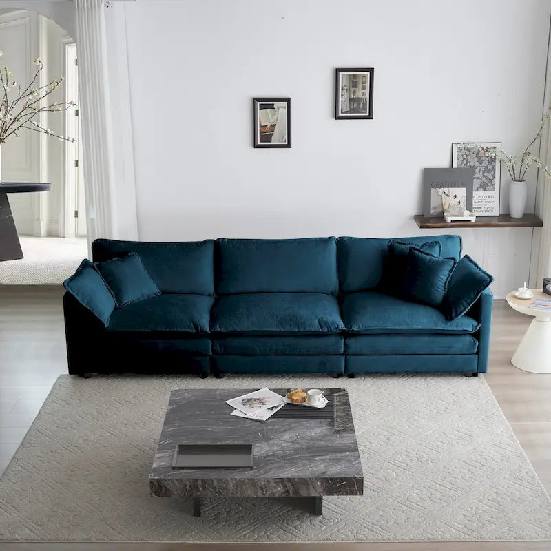Set Divano da 3 Pezzi, 1+1+3 Posti, per Soggiorno, Poltrona, Divanetto e Divano a Tre Posti, Stile Moderno, Braccioli Tondi, Set Divano da 3 Pezzi