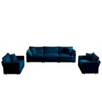 Set Divano da 3 Pezzi, 1+1+3 Posti, per Soggiorno, Poltrona, Divanetto e Divano a Tre Posti, Stile Moderno, Braccioli Tondi, Set Divano da 3 Pezzi