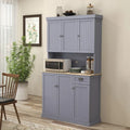 HOMCOM Credenza a Buffet da 180cm con Vetrina, Mobile dispensa da Cucina Stile Farmhouse con Ripiano per Microonde, Cassetto