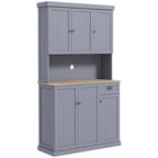 HOMCOM Credenza a Buffet da 180cm con Vetrina, Mobile dispensa da Cucina Stile Farmhouse con Ripiano per Microonde, Cassetto