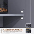 HOMCOM Credenza a Buffet da 180cm con Vetrina, Mobile dispensa da Cucina Stile Farmhouse con Ripiano per Microonde, Cassetto
