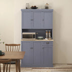 HOMCOM Credenza a Buffet da 180cm con Vetrina, Mobile dispensa da Cucina Stile Farmhouse con Ripiano per Microonde, Cassetto