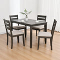 Set di 5 mobili da pranzo in legno massello 47L (1 tavolo + 4 sedie con schienale a doghe)
