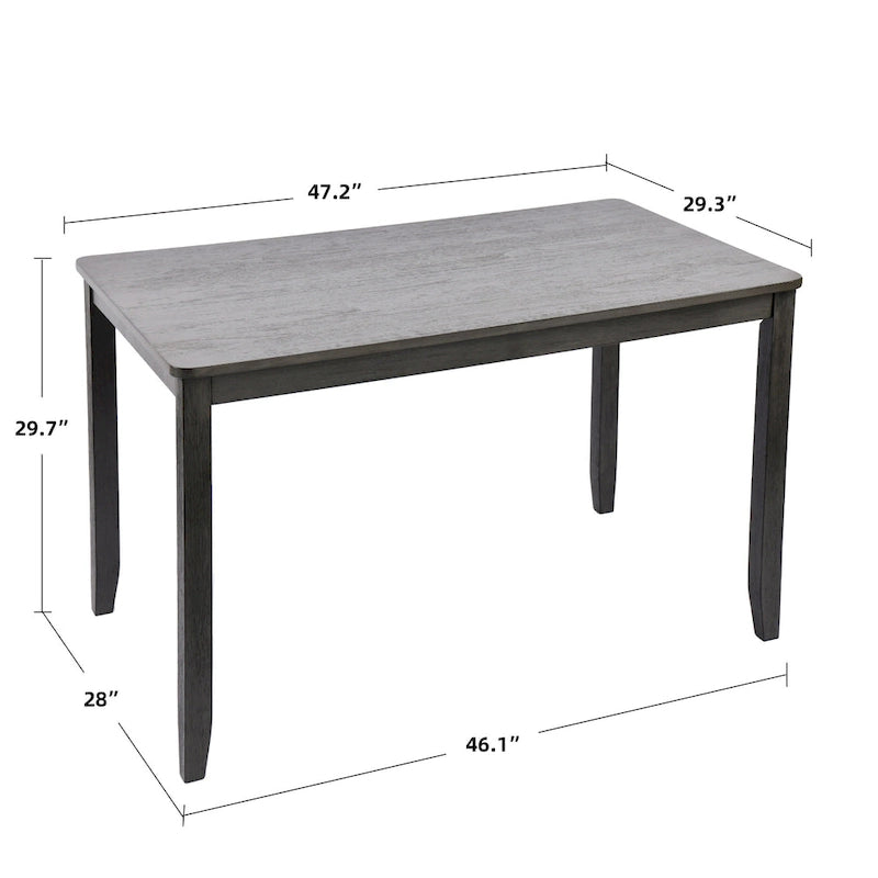 Set di 5 mobili da pranzo in legno massello 47L (1 tavolo + 4 sedie con schienale a doghe)
