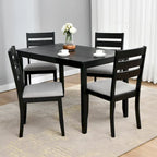 Set di 5 mobili da pranzo in legno massello 47L (1 tavolo + 4 sedie con schienale a doghe)