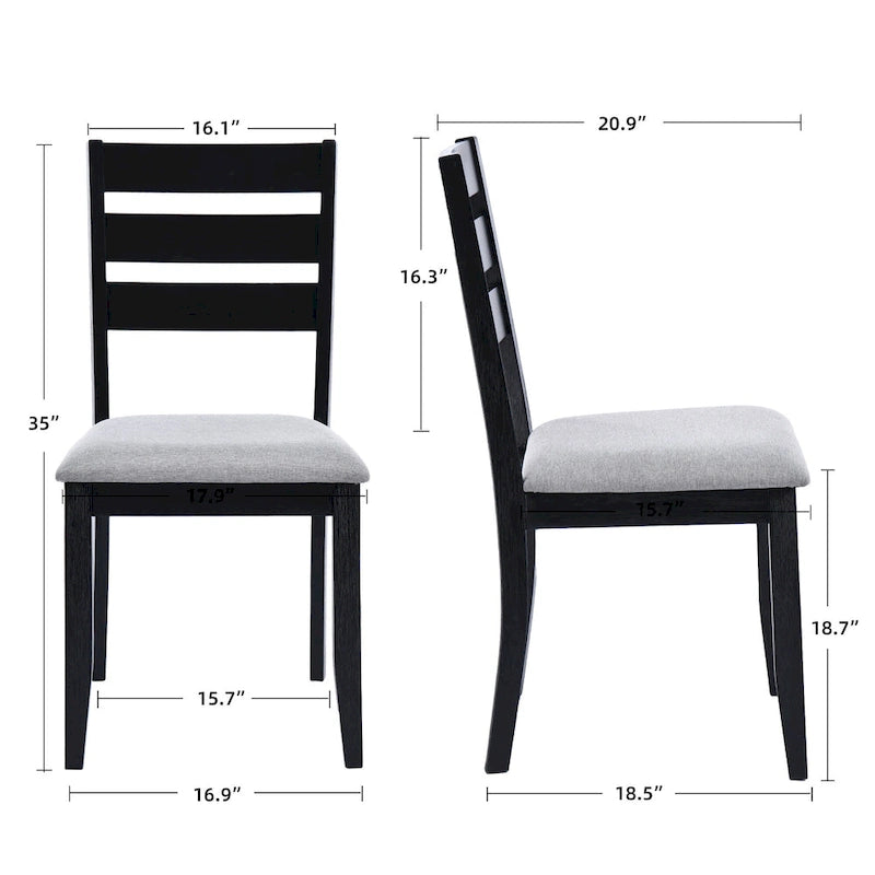 Set di 5 mobili da pranzo in legno massello 47L (1 tavolo + 4 sedie con schienale a doghe)