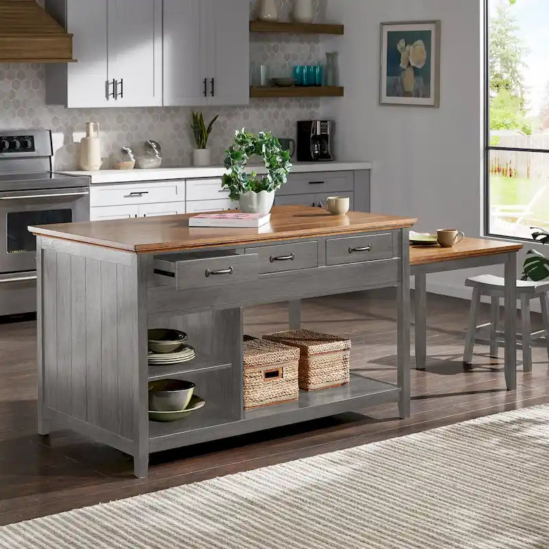 Isola Cucina Estensibile Eleanor bicolore effetto anticato con 3 cassetti di iNSPIRE Q Classic