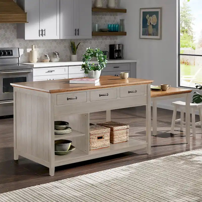 Isola Cucina Estensibile Eleanor bicolore effetto anticato con 3 cassetti di iNSPIRE Q Classic