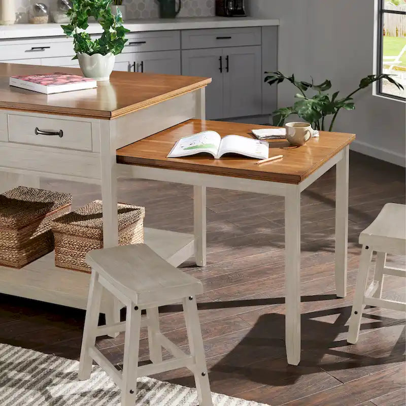 Isola Cucina Estensibile Eleanor bicolore effetto anticato con 3 cassetti di iNSPIRE Q Classic