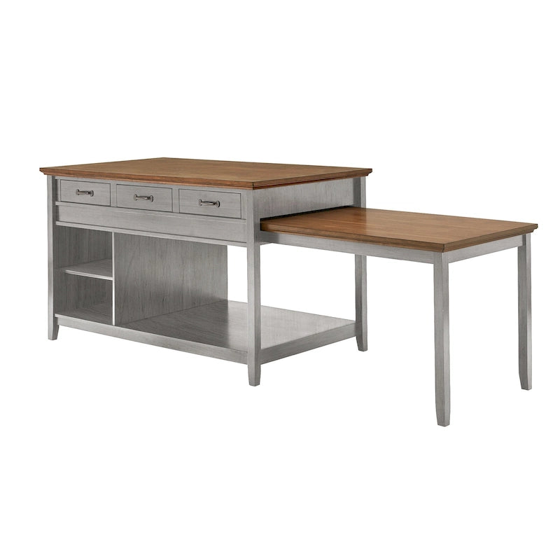 Isola Cucina Estensibile Eleanor bicolore effetto anticato con 3 cassetti di iNSPIRE Q Classic