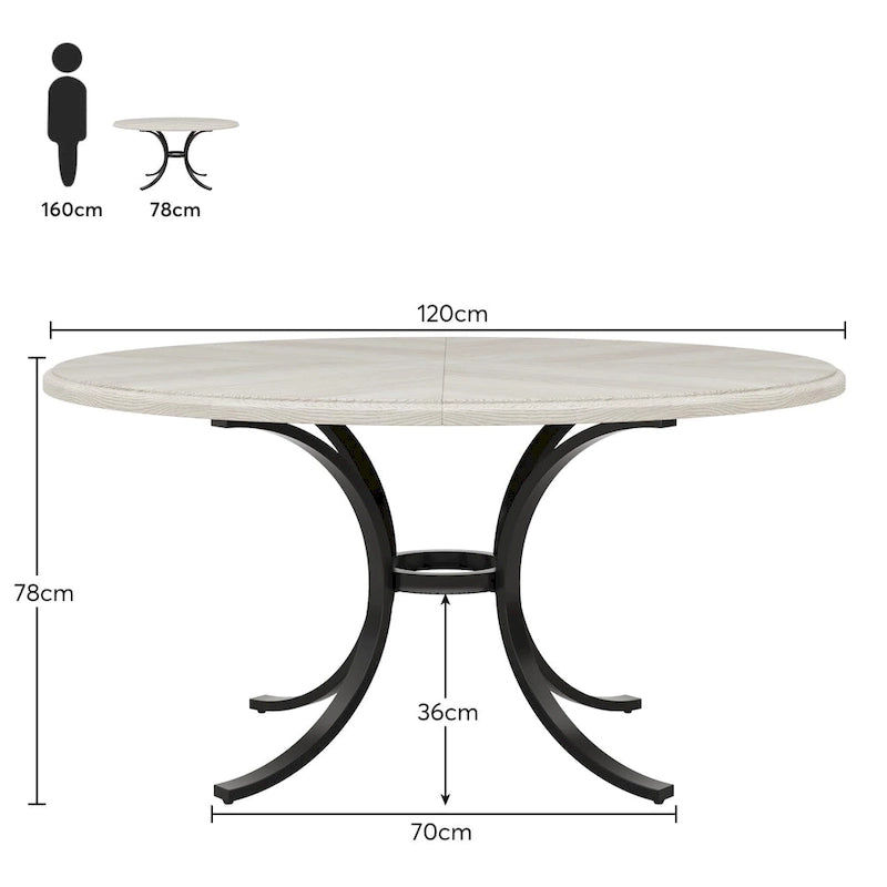 Tavolo da pranzo rotondo per 4-6 persone, tavolo da cucina in legno per sala da pranzo