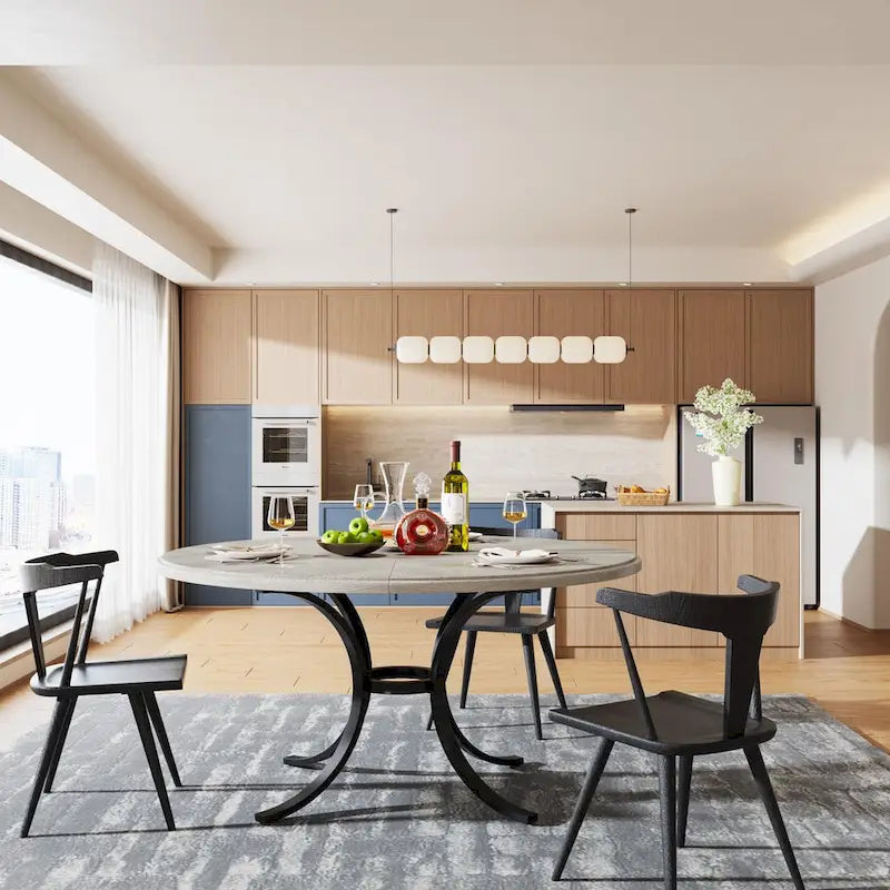 Tavolo da pranzo rotondo per 4-6 persone, tavolo da cucina in legno per sala da pranzo