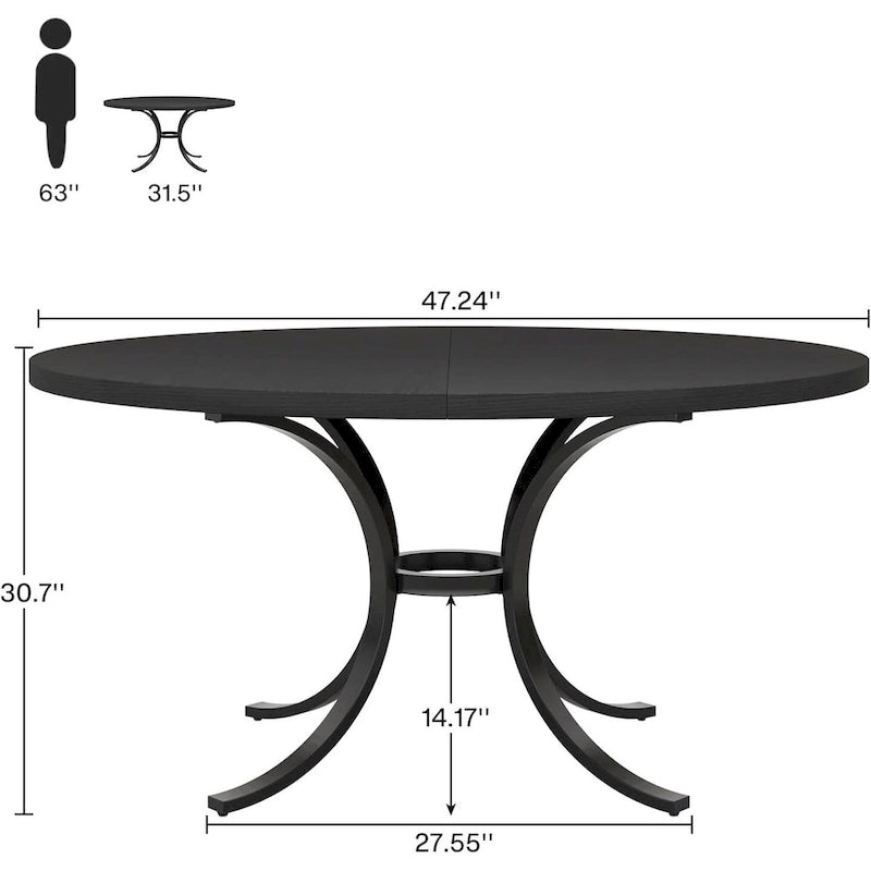 Tavolo da pranzo rotondo per 4-6 persone, tavolo da cucina in legno per sala da pranzo
