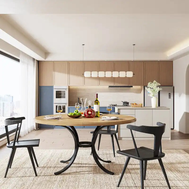 Tavolo da pranzo rotondo per 4-6 persone, tavolo da cucina in legno per sala da pranzo