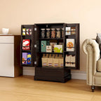 Meuble de rangement pour garde-manger de cuisine, meuble de rangement autonome avec étagères et 1 tiroir