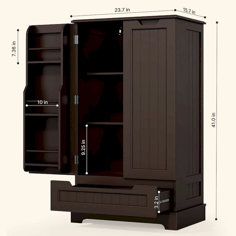 Meuble de rangement pour garde-manger de cuisine, meuble de rangement autonome avec étagères et 1 tiroir