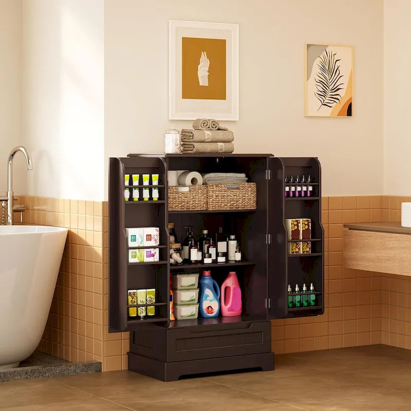 Meuble de rangement pour garde-manger de cuisine, meuble de rangement autonome avec étagères et 1 tiroir