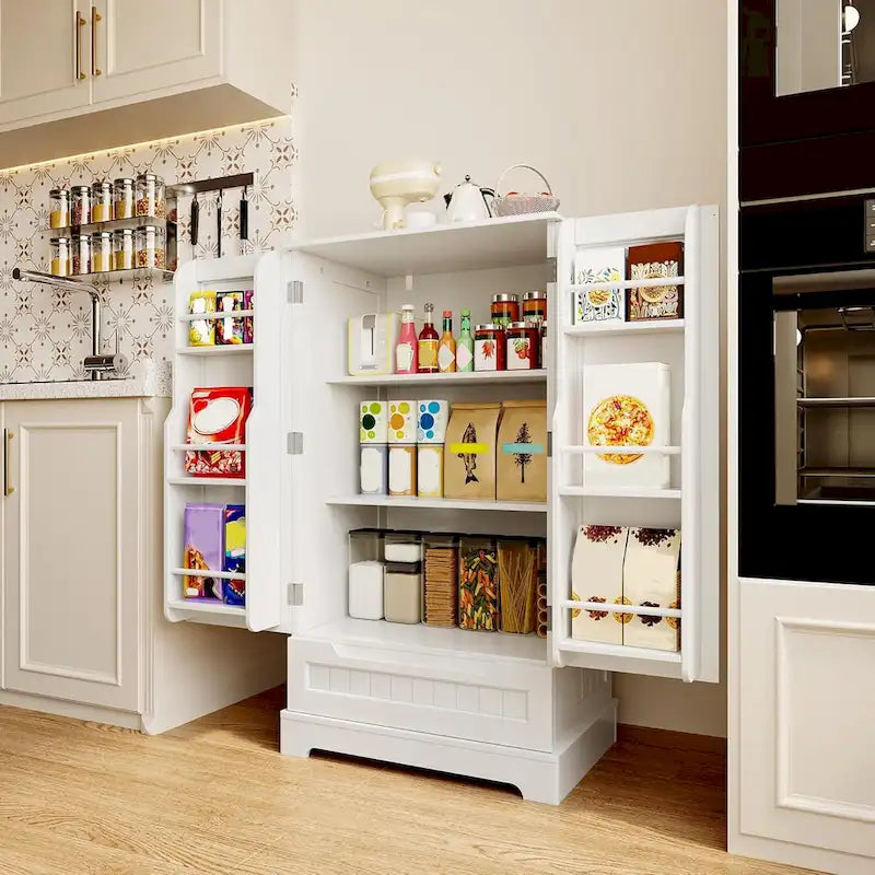 Meuble de rangement pour garde-manger de cuisine, meuble de rangement autonome avec étagères et 1 tiroir