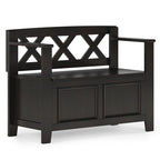 WYNDENHALL Halifax Banc de rangement pour petite entrée en bois massif de 36 pouces de large - 17P x 36L x 27,8H