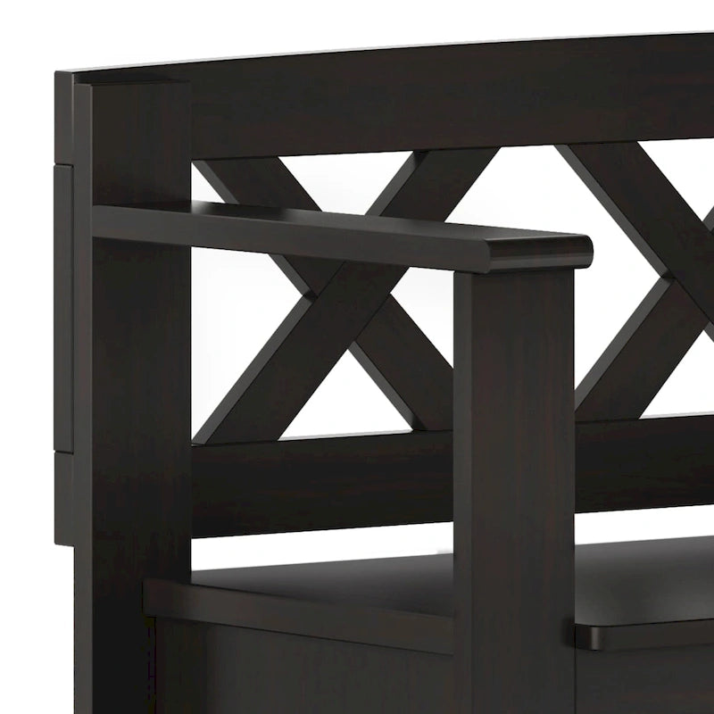 WYNDENHALL Halifax Banc de rangement pour petite entrée en bois massif de 36 pouces de large - 17P x 36L x 27,8H