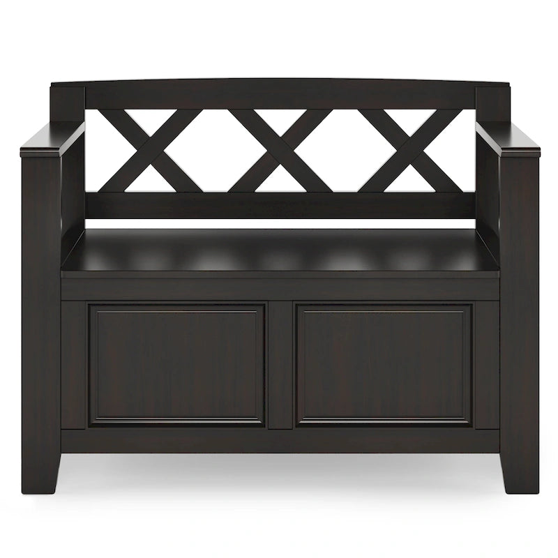 WYNDENHALL Halifax Banc de rangement pour petite entrée en bois massif de 36 pouces de large - 17P x 36L x 27,8H